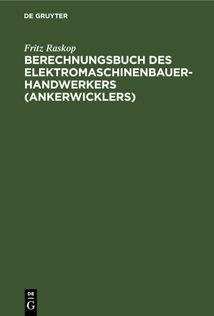 Berechnungsbuch des Elektromaschinenbauer-Handwerkers (Ankerwicklers)