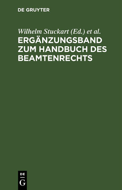 Ergänzungsband zum Handbuch des Beamtenrechts