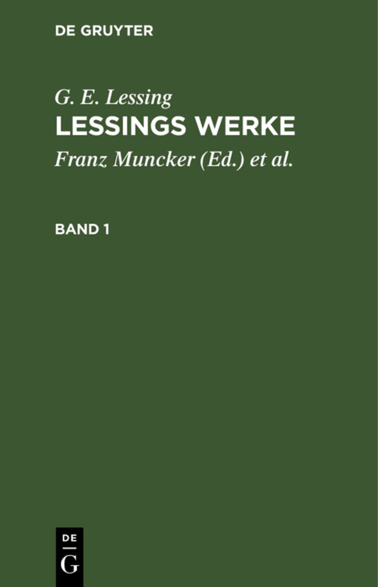 Cover image for G. E. Lessing: Lessings Werke. Band 1 ISBN 9783112695371