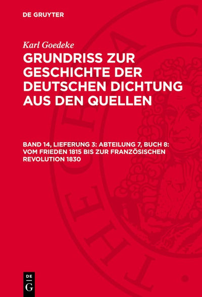 Cover image for Abteilung 7, Buch 8: Vom Frieden 1815 bis zur französischen Revolution 1830, isbn: 9783112702260
