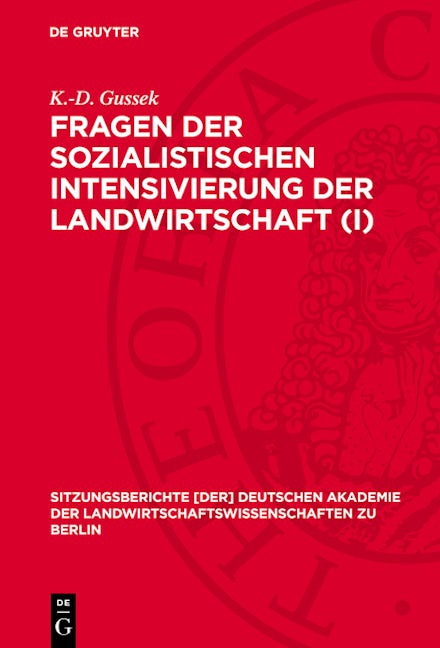 Fragen der sozialistischen Intensivierung der Landwirtschaft (I)