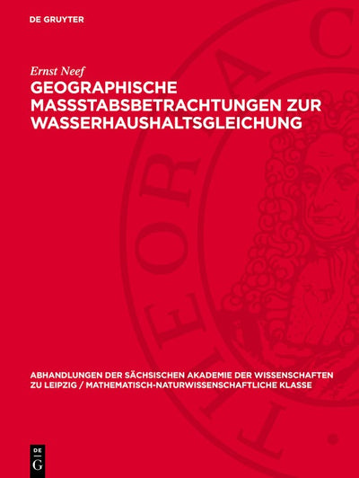 Cover image for Geographische Massstabsbetrachtungen zur Wasserhaushaltsgleichung, isbn: 9783112755785