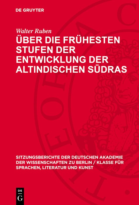 Cover image for Über die frühesten Stufen der Entwicklung der altindischen Sūdras, isbn: 9783112775820