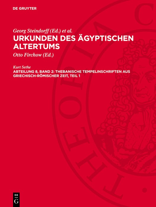 Cover image for Thebanische Tempelinschriften aus griechisch-römischer Zeit, Teil 1, isbn: 9783112777688