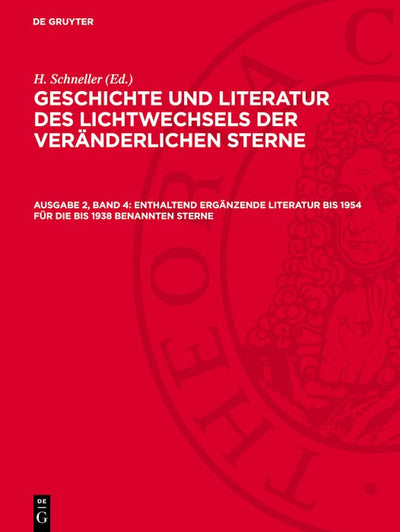 Cover image for Enthaltend ergänzende Literatur bis 1954 für die bis 1938 benannten Sterne, isbn: 9783112784440
