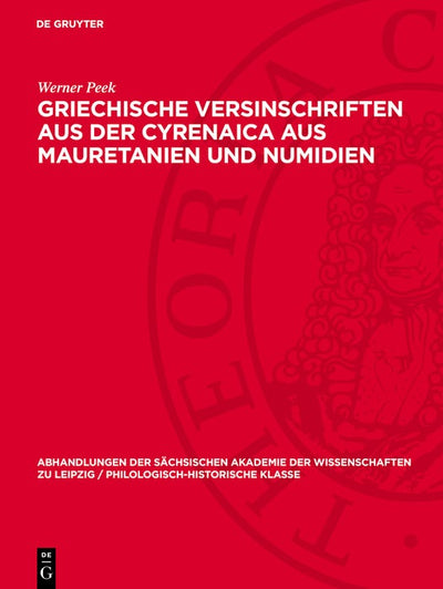 Cover image for Griechische Versinschriften aus der Cyrenaica aus Mauretanien und Numidien, isbn: 9783112786406