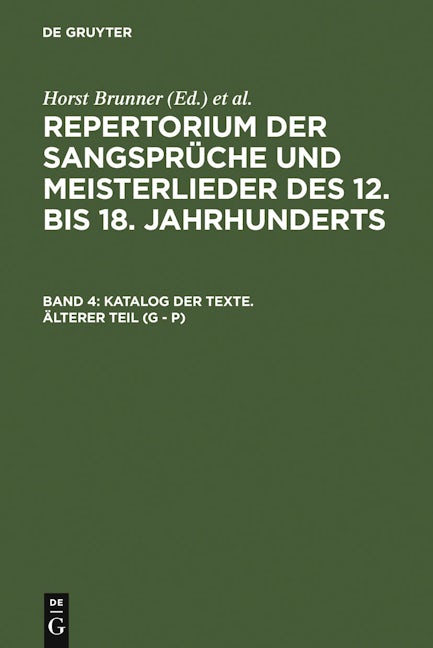 Katalog der Texte. Älterer Teil (G - P)