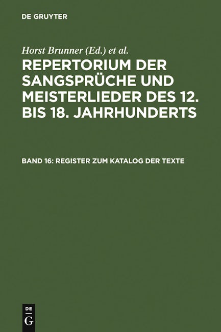 Register zum Katalog der Texte
