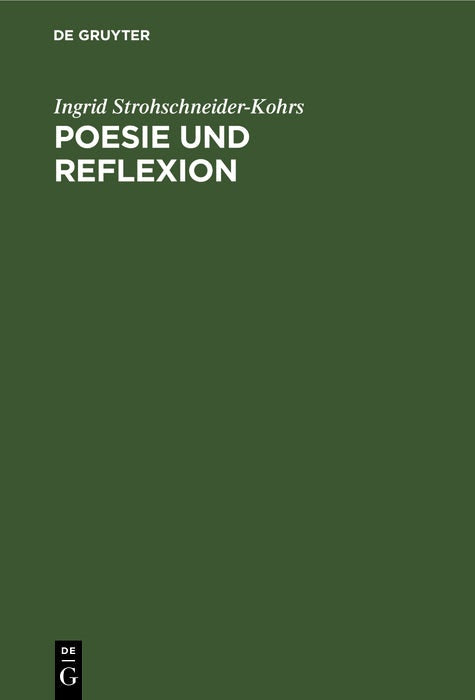 Cover image for Poesie und Reflexion, isbn: 9783484107908