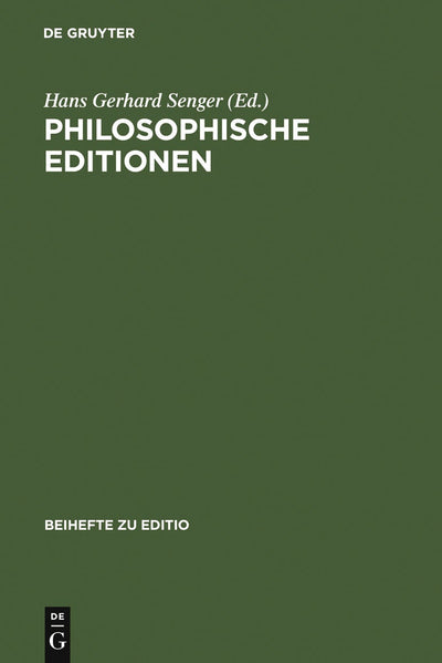 Cover image for Philosophische Editionen, isbn: 9783484295063