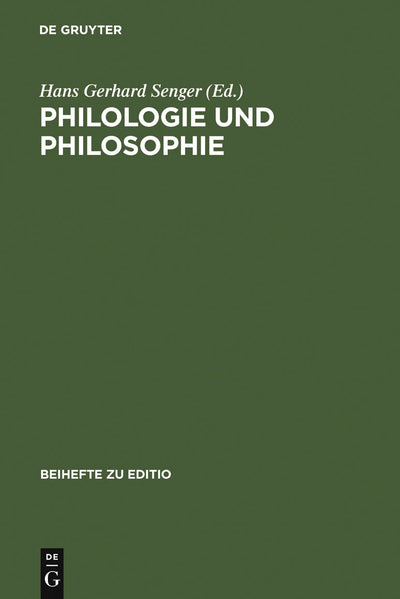 Cover image for Philologie und Philosophie, isbn: 9783484295117