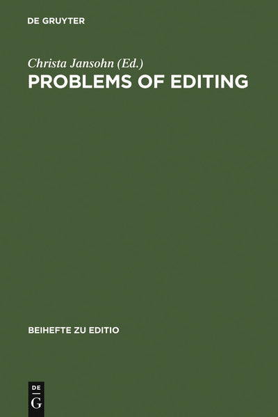 Cover image for Problems of Editing, isbn: 9783484295148
