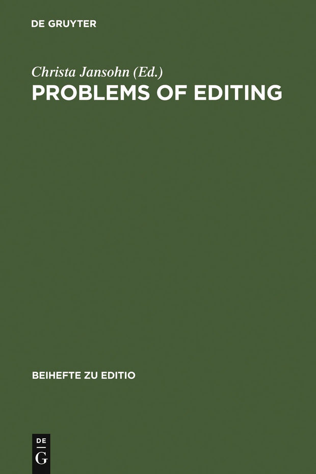 Cover image for Problems of Editing, isbn: 9783484295148