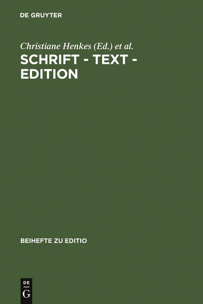 Cover image for Schrift - Text - Edition, isbn: 9783484295193