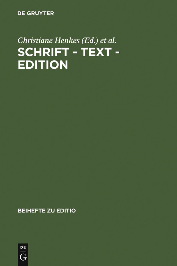 Cover image for Schrift - Text - Edition, isbn: 9783484295193