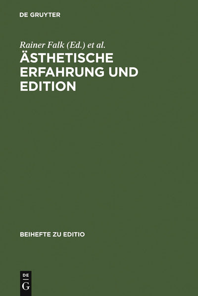 Cover image for Ästhetische Erfahrung und Edition, isbn: 9783484295278