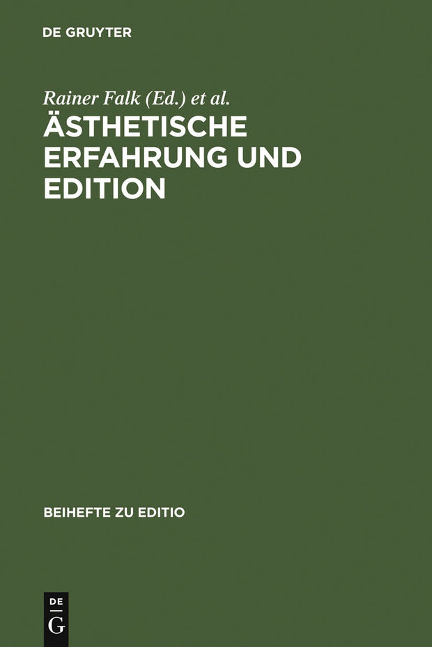 Cover image for Ästhetische Erfahrung und Edition, isbn: 9783484295278