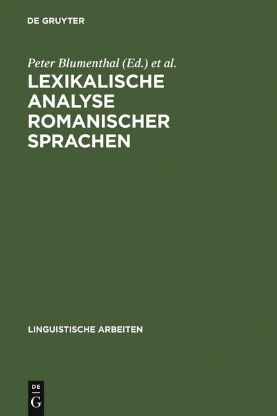 Cover image for Lexikalische Analyse romanischer Sprachen, isbn: 9783484303539