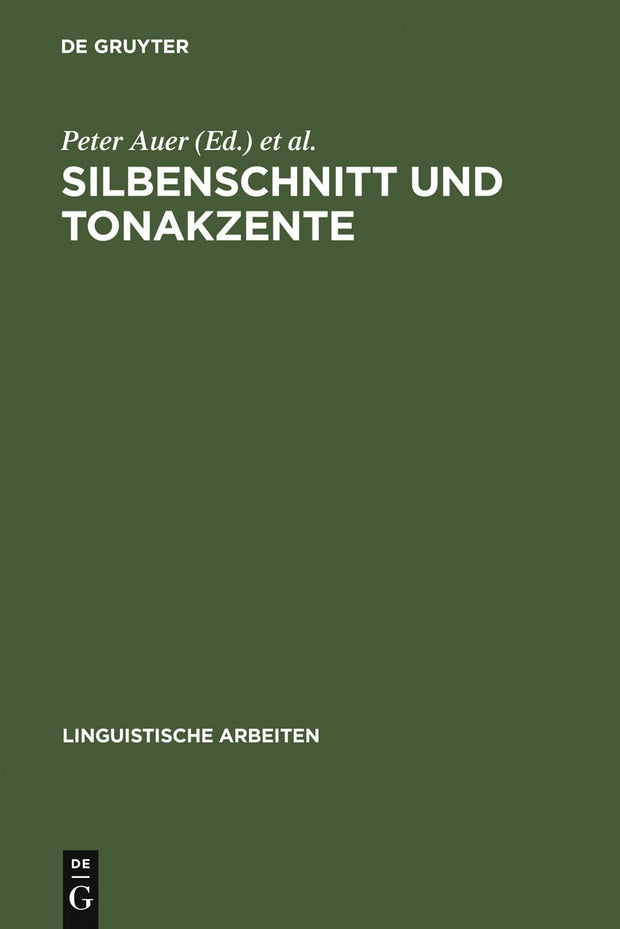 Cover image for Silbenschnitt und Tonakzente, isbn: 9783484304635