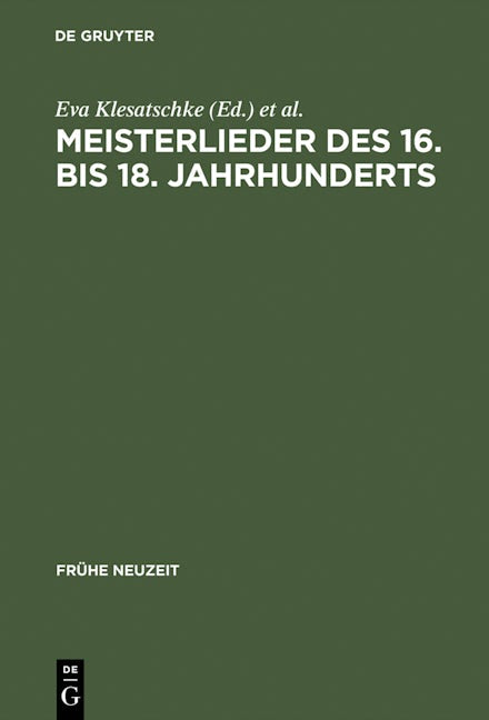 Meisterlieder des 16. bis 18. Jahrhunderts