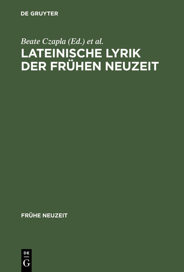 Cover image for Lateinische Lyrik der Frühen Neuzeit, isbn: 9783484365773