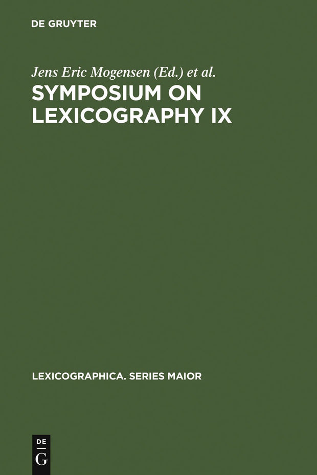 Cover image for Symposium on Lexicography IX, isbn: 9783484391031