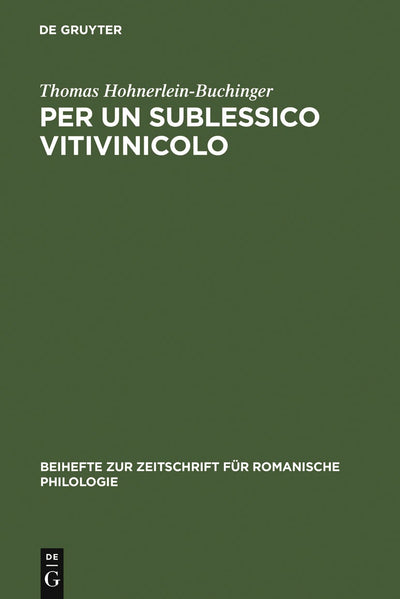 Cover image for Per un sublessico vitivinicolo, isbn: 9783484522749