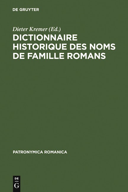 Dictionnaire historique des noms de famille romans