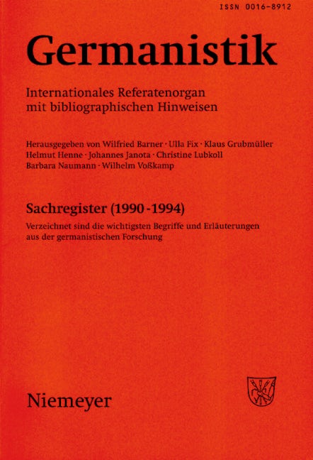 Germanistik, Sachregister (1990-1994)