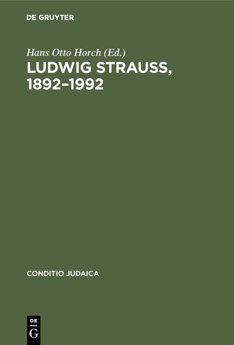 Cover image for Ludwig Strauß, 1892–1992, isbn: 9783484651104