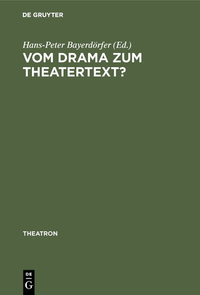 Cover image for Vom Drama zum Theatertext?, isbn: 9783484660526