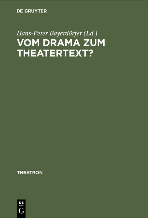 Cover image for Vom Drama zum Theatertext?, isbn: 9783484660526