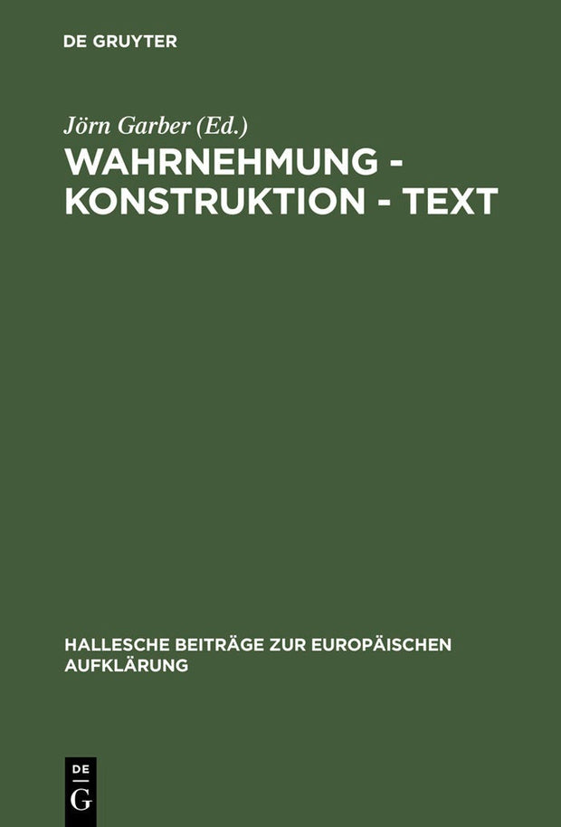Cover image for Wahrnehmung - Konstruktion - Text, isbn: 9783484810129