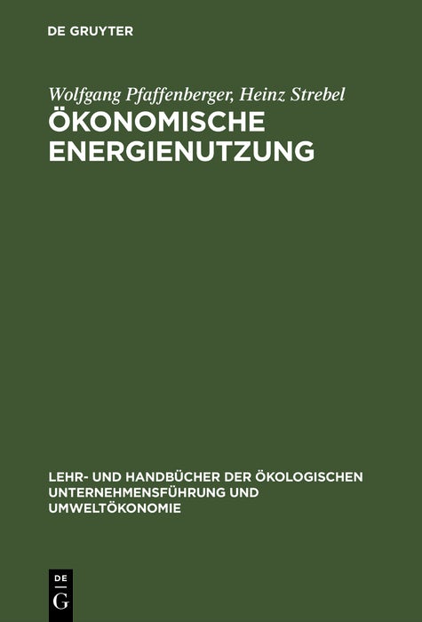 Cover image for Ökonomische Energienutzung, isbn: 9783486251968