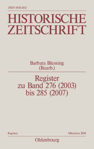 Cover image for Register zu Band 276 (2003) bis 285 (2007), isbn: 9783486644609
