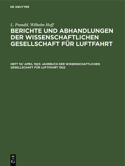 Jahrbuch der Wissenschaftlichen Gesellschaft für Luftfahrt 1922