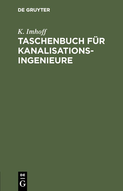 Taschenbuch für Kanalisationsingenieure