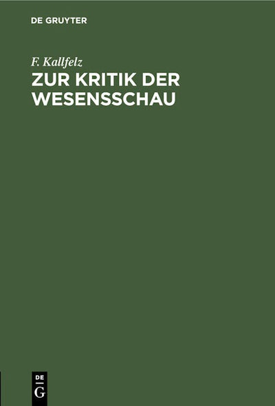 Zur Kritik der Wesensschau
