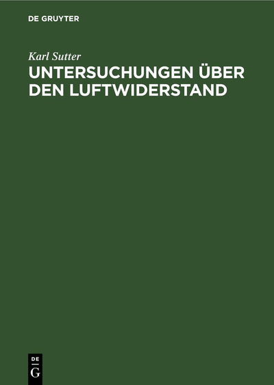 Cover image for Untersuchungen über den Luftwiderstand, isbn: 9783486760781