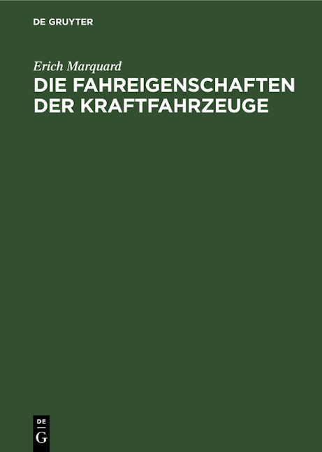 Die Fahreigenschaften der Kraftfahrzeuge