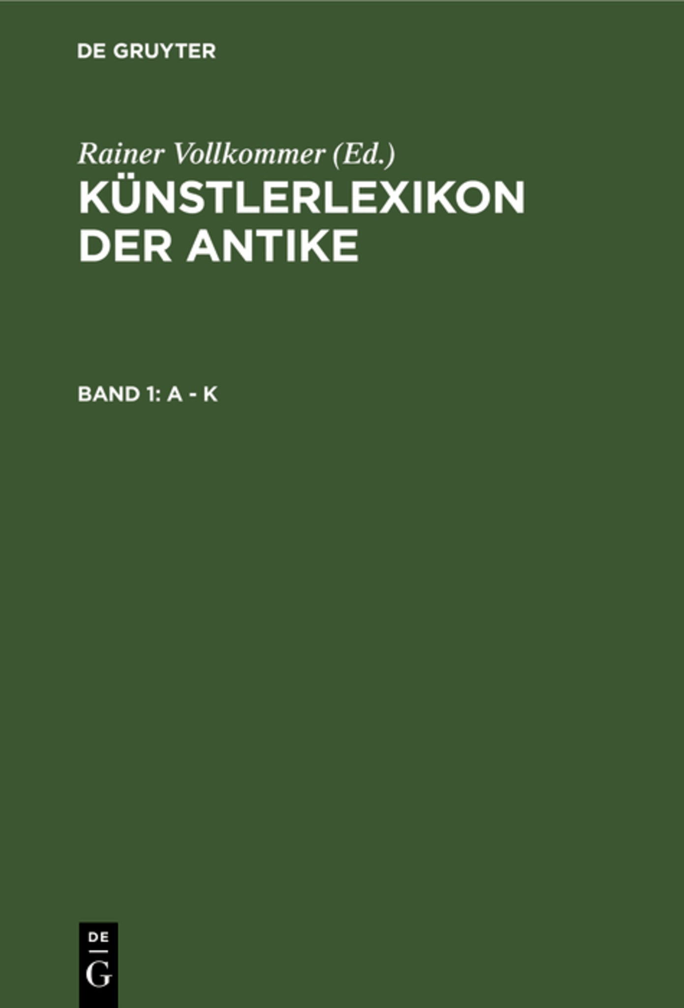 Cover image for A - K ISBN 9783598114137