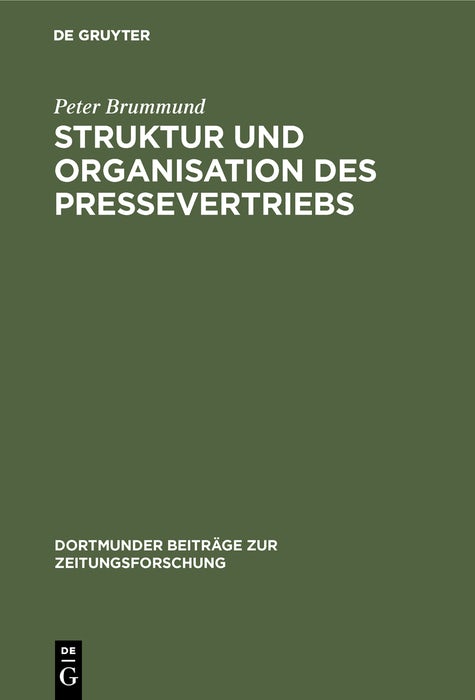 Cover image for Struktur und Organisation des Pressevertriebs, isbn: 9783598114496