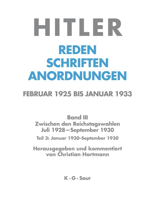 Cover image for Januar 1930 - September 1930, isbn: 9783598219399