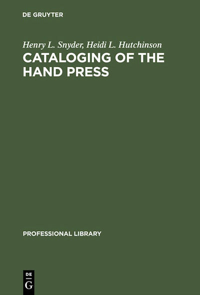 Cataloging of the Hand Press