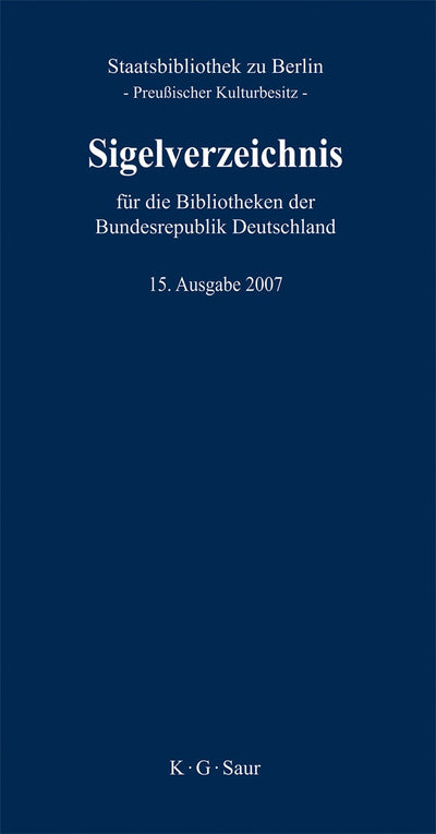 Cover image for Sigelverzeichnis für die Bibliotheken der Bundesrepublik Deutschland, isbn: 9783598234705
