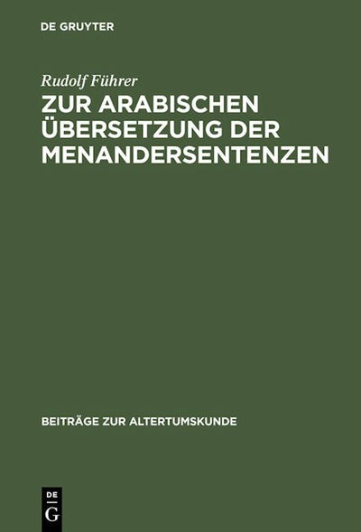 Zur arabischen Übersetzung der Menandersentenzen
