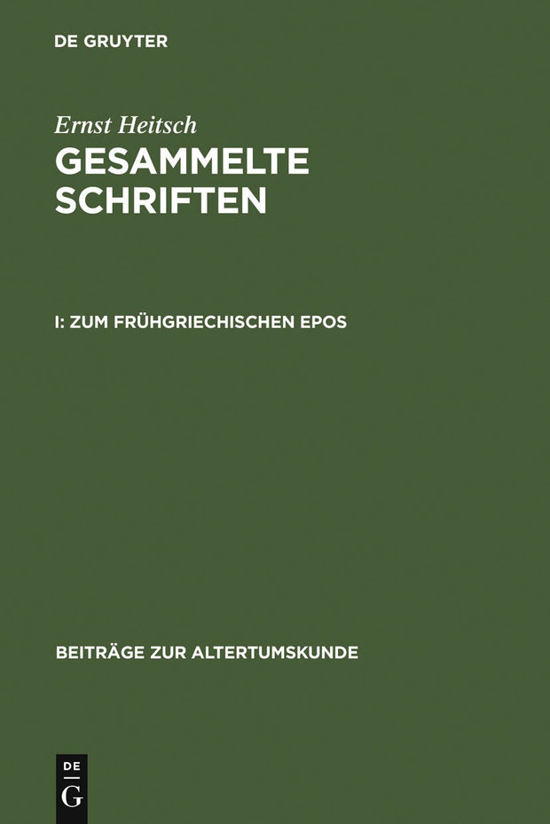 Cover image for Zum frühgriechischen Epos, isbn: 9783598777011