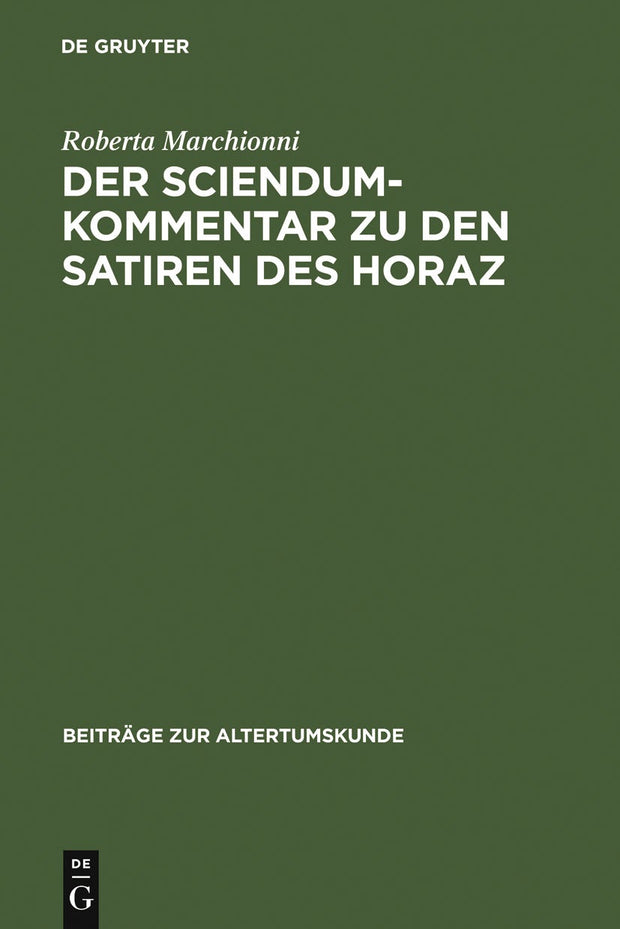 Cover image for Der Sciendum-Kommentar zu den Satiren des Horaz, isbn: 9783598777219