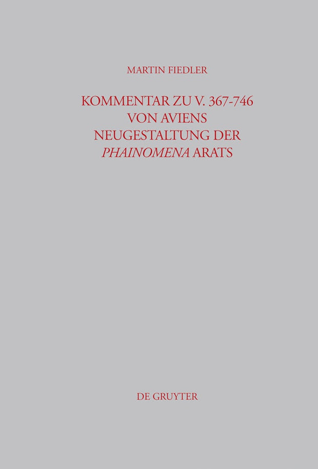 Cover image for Kommentar zu V. 367-746 von Aviens Neugestaltung der Phainomena Arats, isbn: 9783598778230