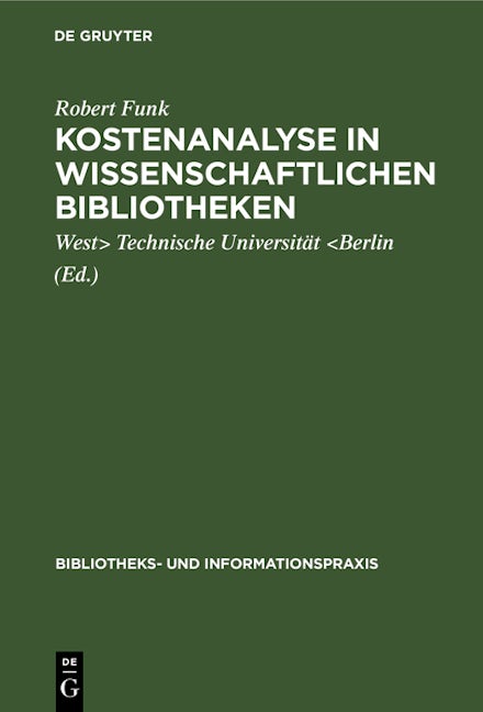 Kostenanalyse in wissenschaftlichen Bibliotheken